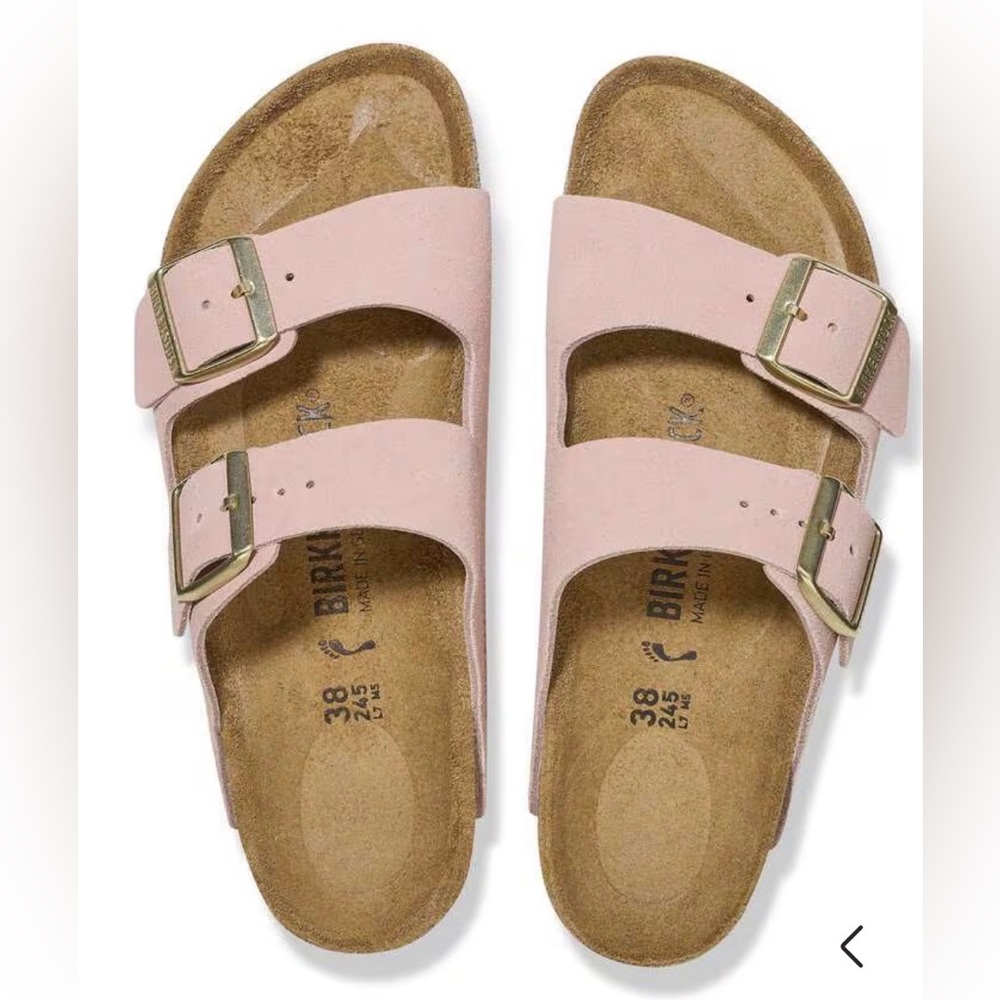Birkenstock Arizona Two-Strap Sandal in Light Pink suede. Size 6 regular/wide - Picture 3 of 12